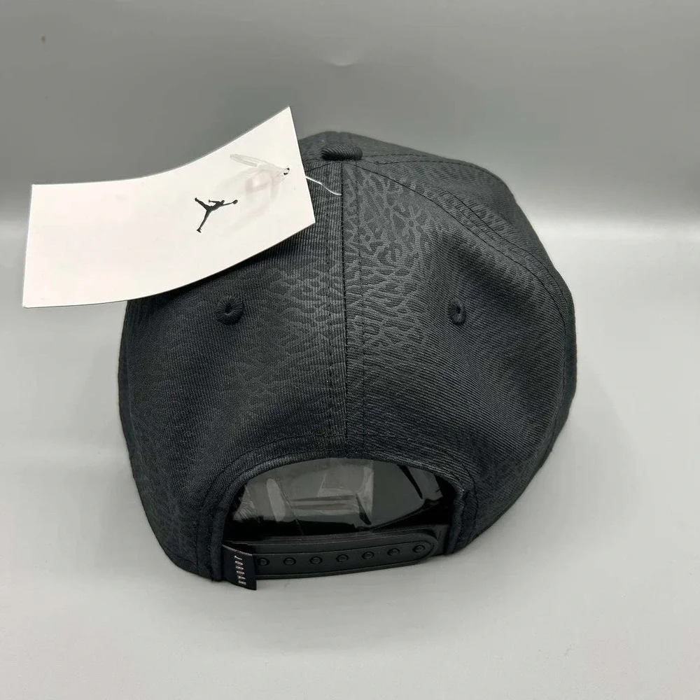 Air Jordan Hat Men‎ Black Cement Elephant Metal Logo Jumpman Snap Back Cap New